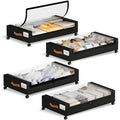 Yecaye Black 60L Under Bed Storage with Wheels - 4 Pack