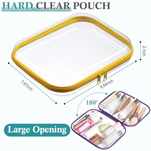 Sanwuta Assorted Color Clear Hard Zipper Cases Set of 6, 9.84 x 7.87 x 2 Inches