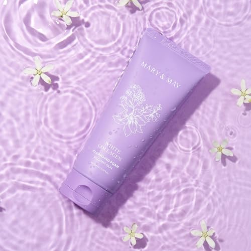 Mary&May White Collagen Cleansing Foam Duo Twin Pack - Deep Cleansing, Hydrating Formula for Firm and Radiant Skin with Niacinamide - Korean Skincare, EWG Green Grade, Hypoallergenic, 10.14 Fl Oz
