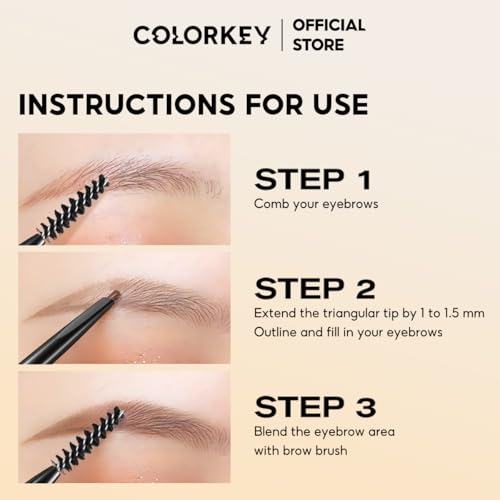 COLORKEY Contour Sketch Eyebrow Pencil: Retractable, Small Triangle Core, Defines Various Brow Shapes, Creates Defined Brows, Long-Lasting Wear (01 Mocha Brown)