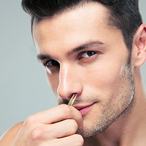 Mudder 3 Pack Small Nose Scissors Facial Hair Trimming Mini Beauty Stainless Steel Grooming Pointed Scissor for Grooming Eyebrows, Nose, Mustache, Beard(Gold)