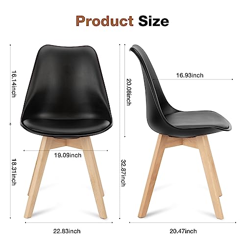 Black Modern Dining Chairs Set of 4 with Wood Legs | OLIXIS