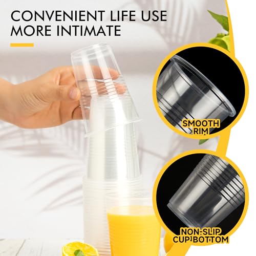9 oz Disposable Plastic Cups Bulk Pack - Clear Party Cups for Weddings & Events (2000 Count)