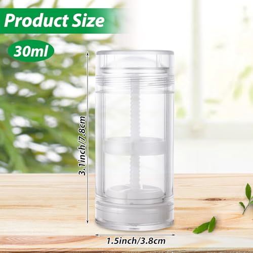 20 Pack 30ml/1oz Empty Deodorant Containers, Plastic Empty Deodorant Stick Containers, Twist Up Filling Stick Clear Deodorant Container Refillable Deodorant Bottles for DIY Chapstick Lip Balm