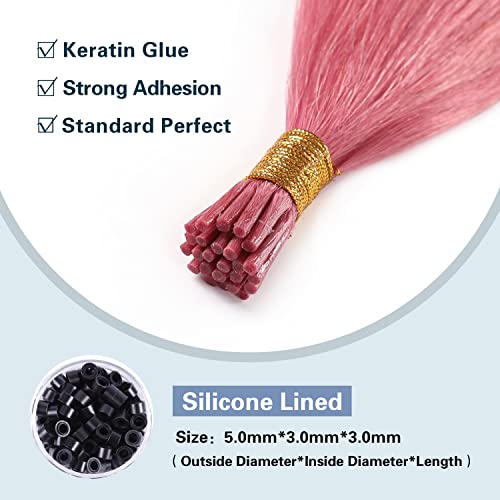 Sunya Human Hair I Tip Hair Extensions - Hot Pink 18 Inch 25G - Variation of THIS listing