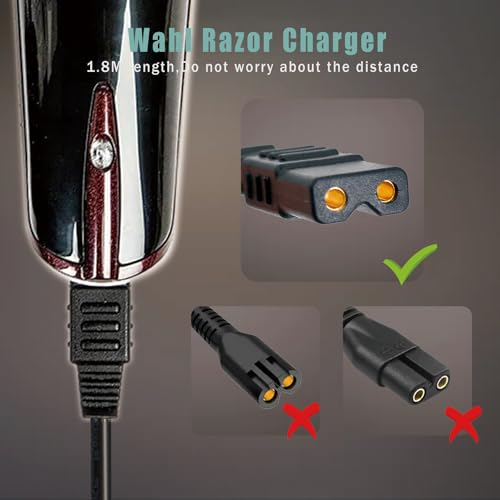 Charger Replacement for Wahl Shaver Shaper Charger, 2V Power Cord for Wahl Trimmer 8061, 8163, 8786-1001, 7367, 7357, 7029, 7060, 7035, 7339, 7356, 4000, for Wahl Clipper 5-Star Series Charging Cord