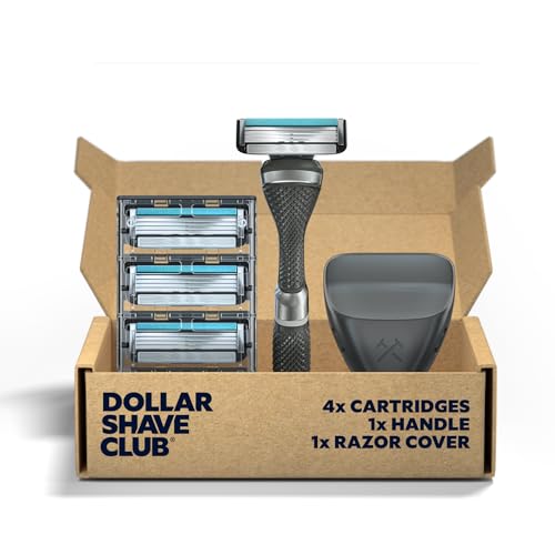 Dollar Shave Club 4 Blade Razor Refill Cartridges 8 Count and Shaving Kit with Diamond Grip Razor Handle 4 Blade Refills