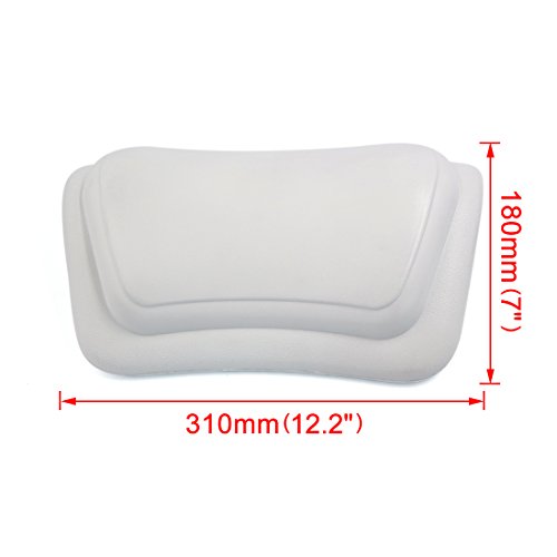 uxcell White Nonslip Waterproof Home Spa Bath Neck Back Support Pillow Built in Suction Cups for Ultimate Relaxation