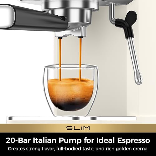 Slim Espresso Machine with Milk Frother - Home Cappuccino Maker - Creamy