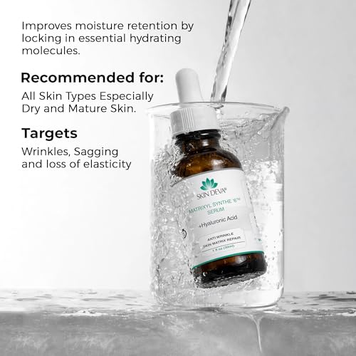 SKIN DEVA Matrixyl Synthe’6 & Hyaluronic Acid Anti-Aging Facial Serum 1 Fl Oz