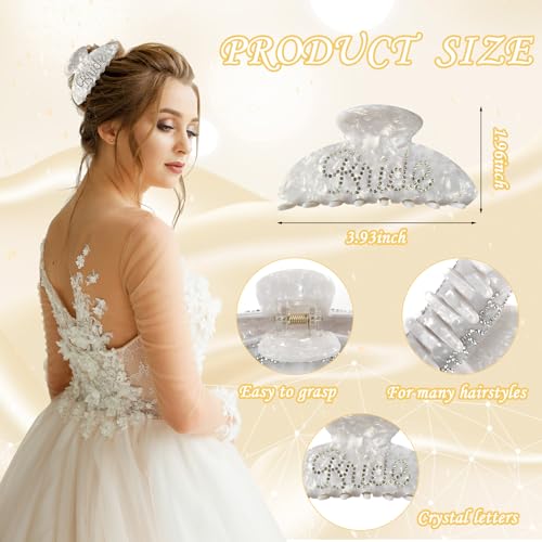 Bride Gift Set Tote Bag Cosmetic Bag Robe Slippers Hair Clip for Wedding Day - Variation of Tote Bag + Cosmetic Bag + Robe + Clip + Slippers