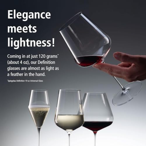 Spiegelau Definition Crystal Universal Wine Glasses - Set of 4, 19 oz, Elegant & Durable, Perfect for Red & White Wines, Universal Variation