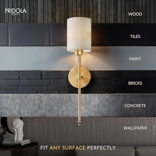 Set of 2 Wireless Wall Sconces with Rechargeable LED Bulbs - Vintage Gold Finish