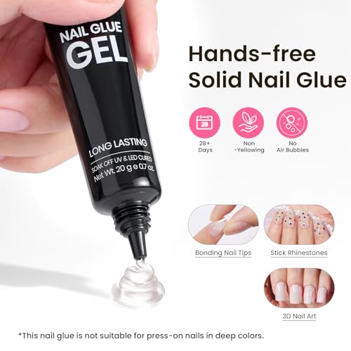 Extra Short Square Nail Tips Kit - 224pcs with Gel Glue & Mini UV Lamp