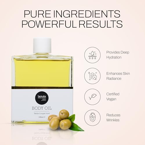 Hydrating Body Oil with Greek Sage & Olive Oil - Moisturizer for Smooth Skin, 3.38 Fl Oz