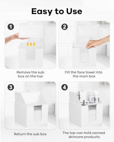 Double Layer Face Towel Holder - Premium Acrylic, Matte White - Space Saving Bathroom Organizer
