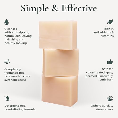 All-Natural Tea Tree Shampoo Bar 3-Pack for Healthy Hair & Scalp - Supports Strong, Nourished, and Shiny Hair