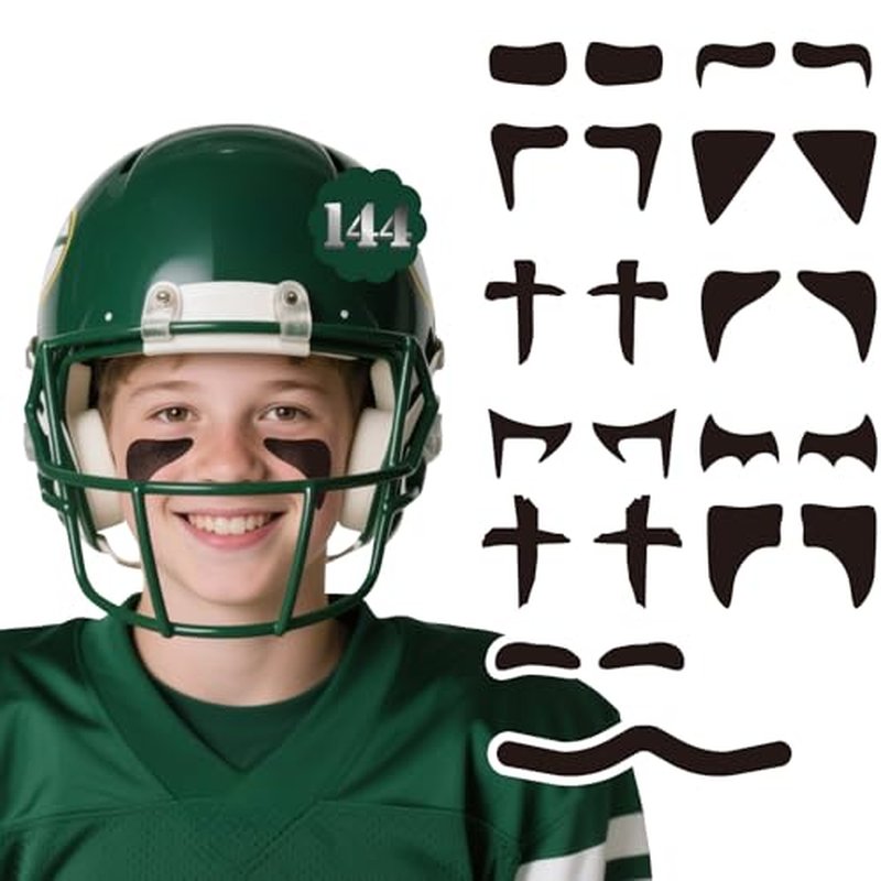 144 Pairs Eye Black Stickers, Sports Eye Strips Baseball Football Softball Accessories Face Eyeblack Stickers for Sport Game Day Themed Birthday Party Supplies