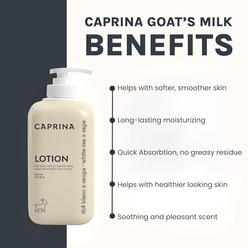 Goat’s Milk Body Lotion with White Tea & Sage - 500ml, Hydrating & Nourishing for Dry Skin