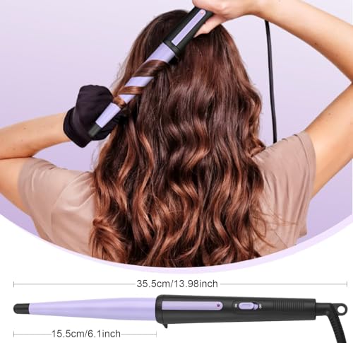 Purple Tapered Curling Wand 0.5-1 Inch for Classic Curls & Natural Waves