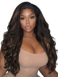 Lady Miranda Mixed Brown Wavy Layered Flip Curls Headband Wig 26in - Natural Look