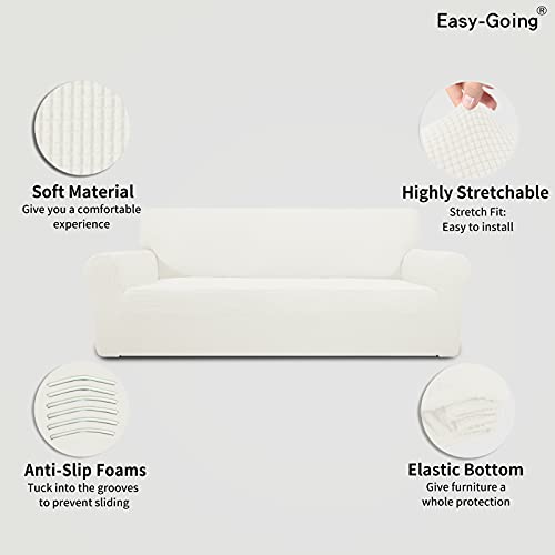 XX-Large Cream Oversized 4 Seater Sofa Couch Cover - Easy-Going Stretch Protector