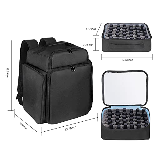 Nail Polish Organizer Backpack Holds 108 Bottles(15ml - 0.5 fl.oz) and a Nail Lamp, with 3 Removable Storage bag for Nail Tech (Black)