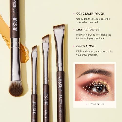 G-Shimmer Brown Jessup Eyeshadow Brush 15pcs Eye Makeup Set with Blending & Detail Brushes