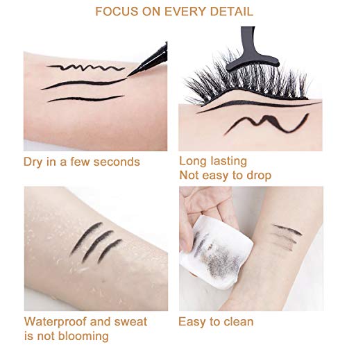 Liquid Eyeliner Pen Waterproof, Magic Self-adhesive Long-Lasting Eyelash Glue Pen, Magnetic Eyeliner, No Blooming Quick Drying Magnetic Eye Liner (Gold Black 1 PCS)