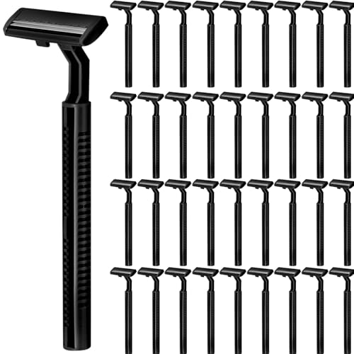 240 Pack Disposable Twin Blade Razors Individually Wrapped, Clear Safety Cap£¬ Multipurpose Portable Shave Razor for Man Woman Bathing Hotel Travel (Black)