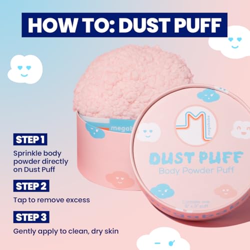 Megababe Oversized Dust Puff Applicator - 6x3 Inch Powder and Makeup Tool - Pack of 2