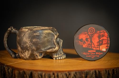 Men's Shaving Kit with Skull Lather Bowl and Natural Shaving Cream