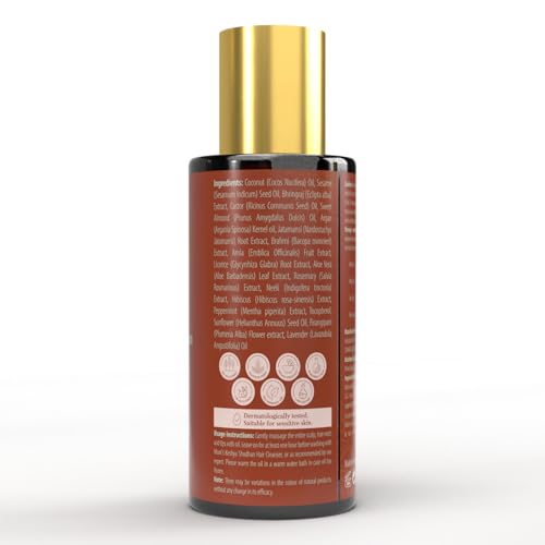 EKMIVEDA Ayurvedic Hair Growth Oil with Castor & Rosemary for Thicker Hair 2.37 Fl Oz
