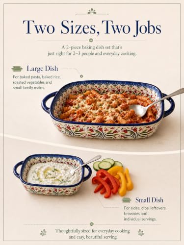 Moqidadii Olive Garland Hand-Painted Ceramic Baking Dish Set - 2 Pieces