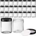 24 Pack 8 oz Clear Glass Candle Jars with Black Lids - Reusable Storage Containers