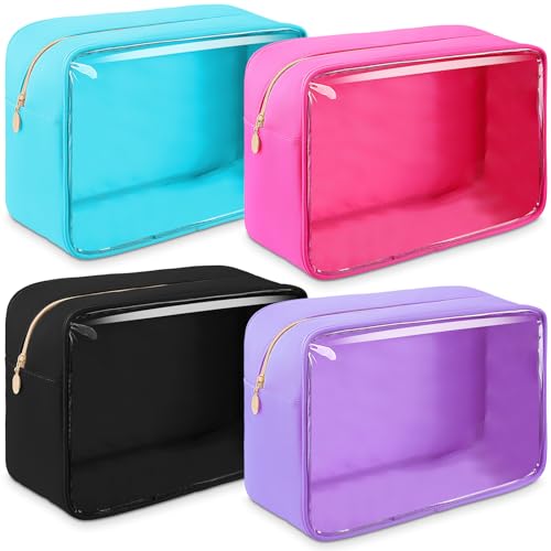 Large Nylon Makeup Bag Set – 4-Piece Clear Cosmetic Organizer for Travel & Gifts