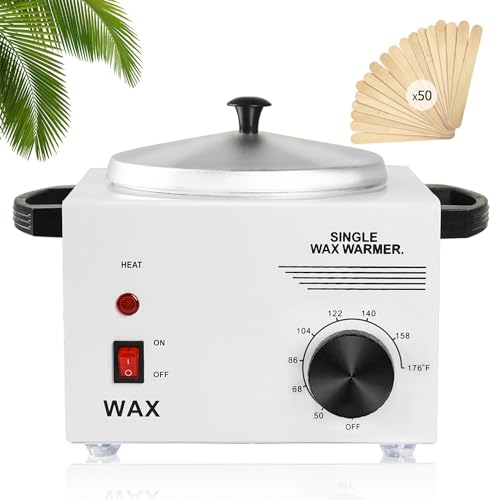 Single Wax Heater Set for Hair Removal with 50 Wooden Sticks & Adjustable Temperature