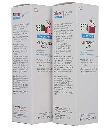 Sebamed Clear Face Cleansing Foam for Oily Acne-Prone Skin - Pack of 2, 5.07 Fl Oz