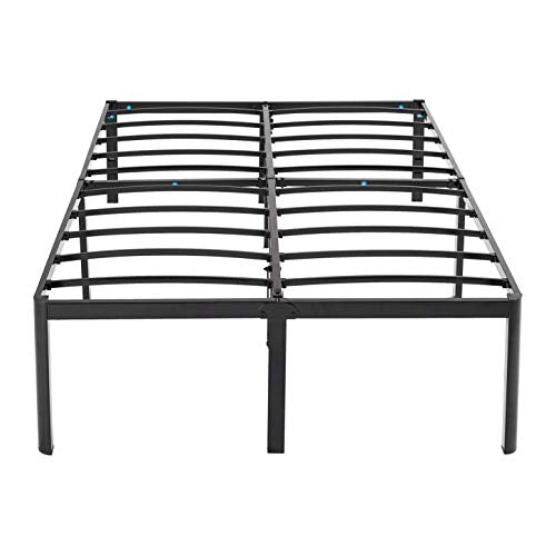 Full Size Heavy Duty Bed Frame with Steel Slats - 18 Inch Platform, No Box Spring Needed, Black, Variation of Full / 18"H