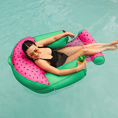 Lazy Lounger Pool Float with Footrest and Headrest - Summer Melon Variation