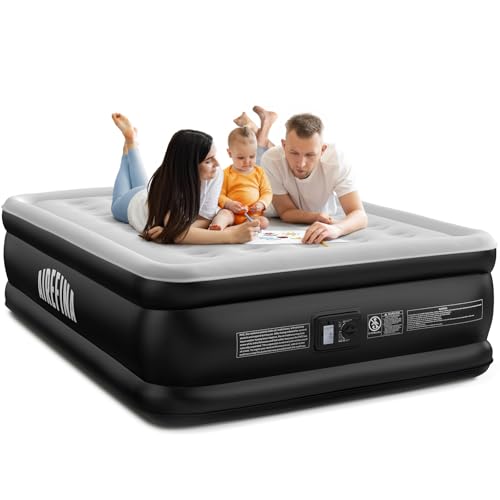 Queen Air Mattress with Built-In Pump, 18 Inch, Black, Standard Height