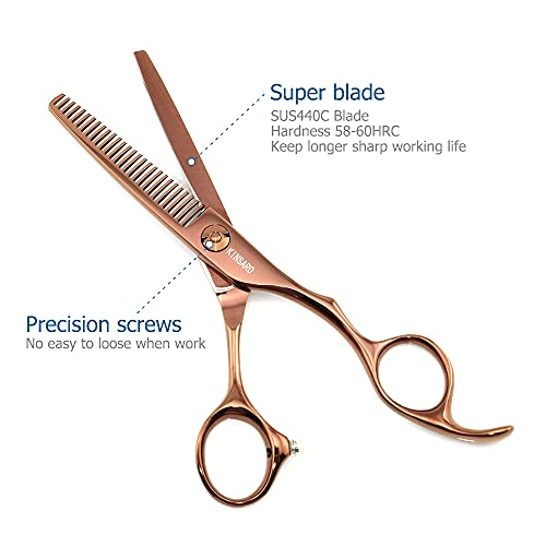 KINSARO 5.5-Inch Hair Thinning Scissors - Brown Variation, Sharp 440C Shears