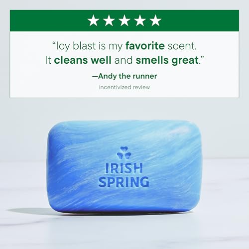 Irish Spring Icy Blast Men’s Bar Soap Pack of 48 - 3.7 Oz Deodorant Body & Hand Wash, Fresh Scent, 12-Hour Freshness