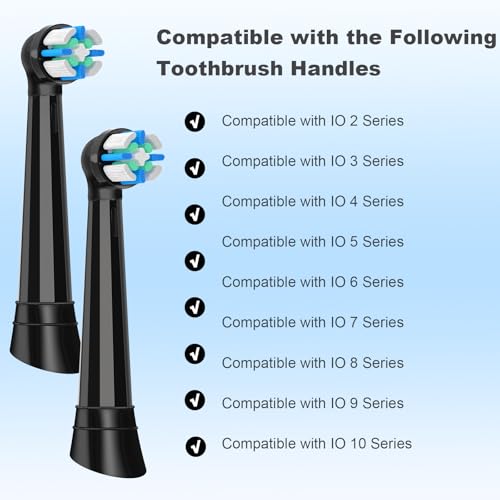 JSMIOROSE Black 12 Pack Replacement Toothbrush Heads for Oral B IO Series Electric Toothbrushes