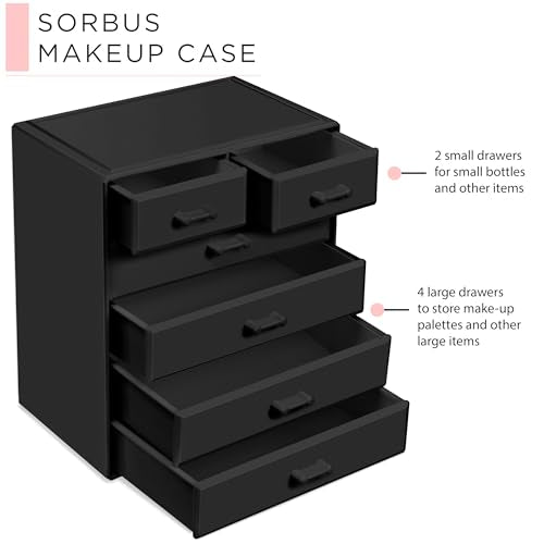 Black Acrylic Makeup Organizer with 4 Large & 2 Small Drawers - Sorbus