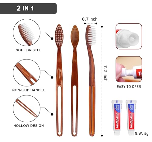 200 Pack Disposable Toothbrushes with Mini Toothpaste - Travel & Hotel Kit - Gisdo Variation of THIS listing