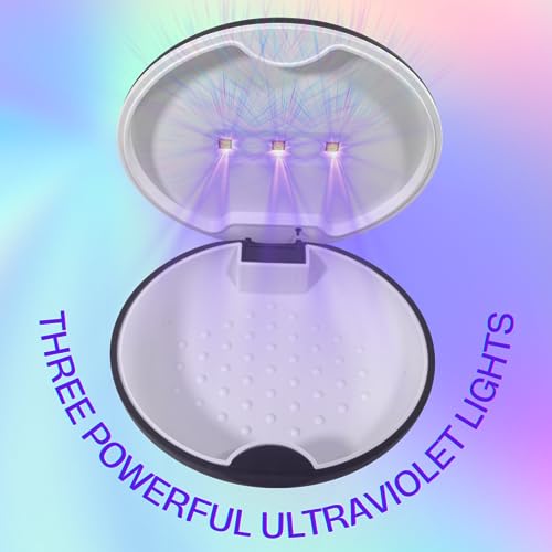 UV Sanitizer Retainer Case Black - Rechargeable Mouth Guard & Dental Braces Storage