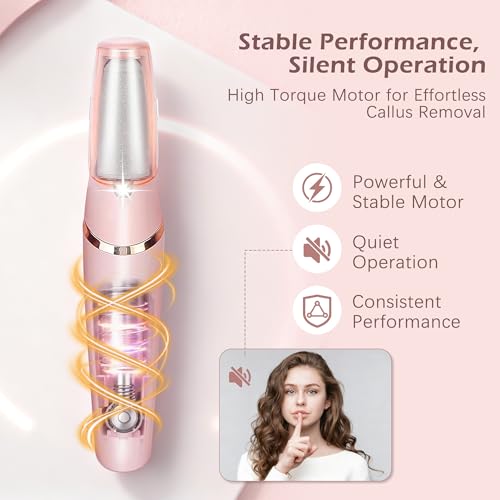 Glowelle Electric Foot Callus Remover, Electric Callus Remover for Foot, Rechargeable Portable Pedicure Tool Kit, Smooth Foot File Tools for Dead Hard Cracked Dry Skin, Foot Care for Women,Men Gift