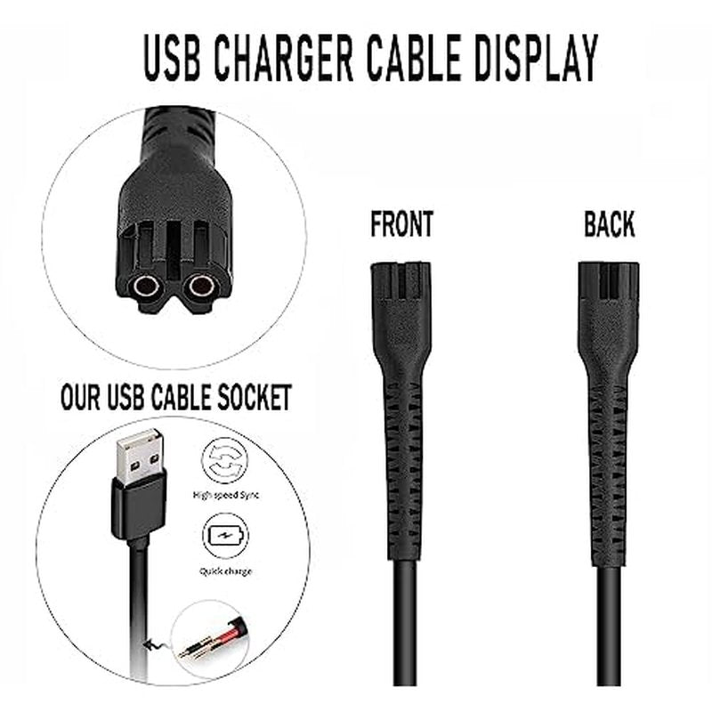 2PCS USB Charger Stand Set for Wahl Magic Clip Senior Sterling-4 Detailer Lithium-Ion Pro Clippers, Replacement Charging Cable for Wahl 8164 Finale & 8173 Vanish Shaver