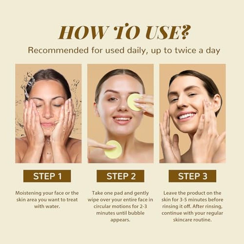 ANAI RUI Turmeric Kojic Acid Exfoliating Cleansing Pads, Deep Cleansing Brightening Pads, Exfoliating Scrub Pad for Face and Body, Acne Treatment, Skin Tone Evening,50 PCS